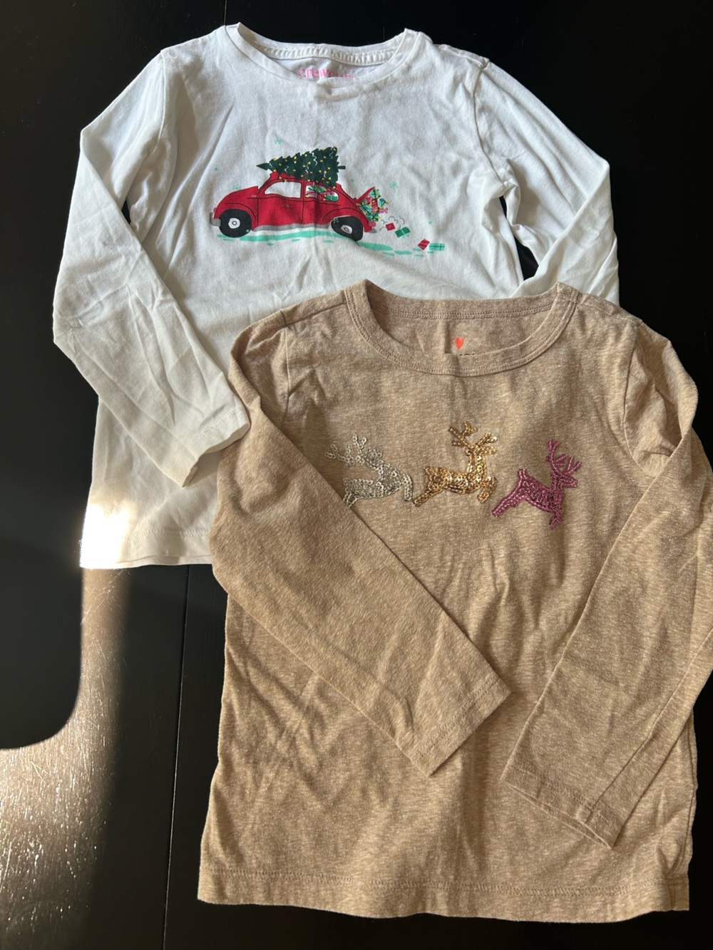 Crewcuts White & Beige Long-Sleeve Holiday Tee Set